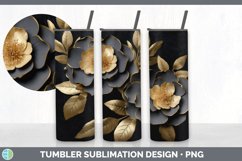 3D Gold Camellia Flowers Tumbler | Sublimation 20 oz Skinny Product Image 4