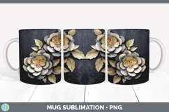 3D Gold Camellia Flowers Mug Wrap | Sublimation Coffee Cup D Product Image 6