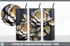 3D Gold Camellia Flowers Tumbler | Sublimation 20 oz Skinny Product Image 6