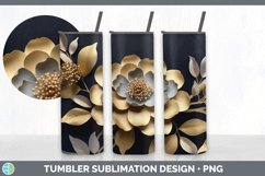3D Gold Camellia Flowers Tumbler | Sublimation 20 oz Skinny Product Image 7