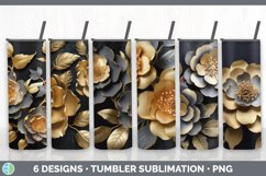 3D Black and Gold Tumbler Mega Sublimation Bundle Design PNG Product Image 5