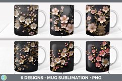 3D Black and Gold Flowers Mug Huge Sublimation Mega Bundle Product Image 16