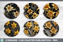 3D Gold Daffodil Flowers Car Coaster | Sublimation Coaster D Product Image 2