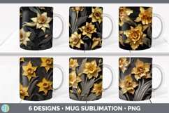 3D Black and Gold Flowers Mug Huge Sublimation Mega Bundle Product Image 5