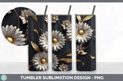 3D Gold Daisy Flowers Tumbler | Sublimation 20 oz Skinny Tum Product Image 2