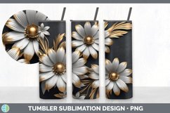 3D Gold Daisy Flowers Tumbler | Sublimation 20 oz Skinny Tum Product Image 3