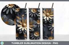 3D Gold Daisy Flowers Tumbler | Sublimation 20 oz Skinny Tum Product Image 5