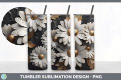3D Gold Daisy Flowers Tumbler | Sublimation 20 oz Skinny Tum Product Image 6