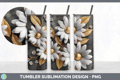 3D Gold Daisy Flowers Tumbler | Sublimation 20 oz Skinny Tum Product Image 7
