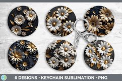 3D Gold Daisy Flowers Keychain | Sublimation Keyring Designs Product Image 2