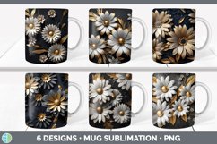 3D Black and Gold Flowers Mug Huge Sublimation Mega Bundle Product Image 6
