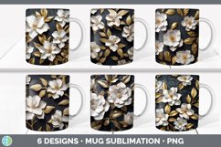 3D Black and Gold Flowers Mug Huge Sublimation Mega Bundle Product Image 7