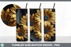 3D Gold Gerbera Daisy Flowers Tumbler | Sublimation 20 oz Sk Product Image 1