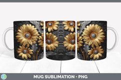 3D Gold Gerbera Daisy Flowers Mug Wrap | Sublimation Coffee Product Image 3