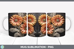 3D Gold Gerbera Daisy Flowers Mug Wrap | Sublimation Coffee Product Image 4