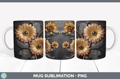 3D Gold Gerbera Daisy Flowers Mug Wrap | Sublimation Coffee Product Image 5