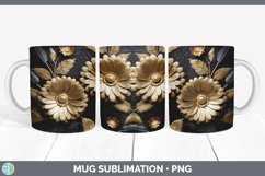 3D Gold Gerbera Daisy Flowers Mug Wrap | Sublimation Coffee Product Image 7