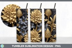 3D Gold Hyacinth Flowers Tumbler | Sublimation 20 oz Skinny Product Image 2