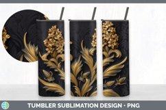 3D Gold Hyacinth Flowers Tumbler | Sublimation 20 oz Skinny Product Image 3