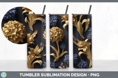 3D Gold Hyacinth Flowers Tumbler | Sublimation 20 oz Skinny Product Image 5