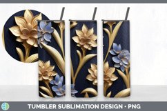 3D Gold Hyacinth Flowers Tumbler | Sublimation 20 oz Skinny Product Image 6