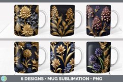 3D Black and Gold Flowers Mug Huge Sublimation Mega Bundle Product Image 17