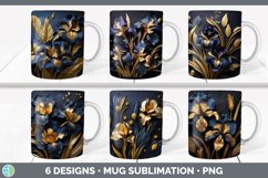 3D Black and Gold Flowers Mug Huge Sublimation Mega Bundle Product Image 18