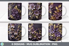 3D Black and Gold Flowers Mug Huge Sublimation Mega Bundle Product Image 9
