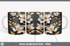 3D Gold Magnolia Flowers Mug Wrap | Sublimation Coffee Cup D Product Image 2