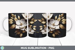 3D Gold Magnolia Flowers Mug Wrap | Sublimation Coffee Cup D Product Image 4