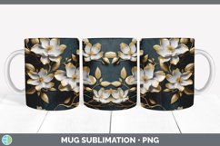 3D Gold Magnolia Flowers Mug Wrap | Sublimation Coffee Cup D Product Image 7