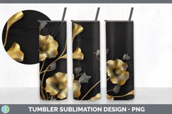 3D Gold Morning Glory Flowers Tumbler | Sublimation 20 oz Sk Product Image 2