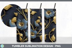 3D Gold Morning Glory Flowers Tumbler | Sublimation 20 oz Sk Product Image 3