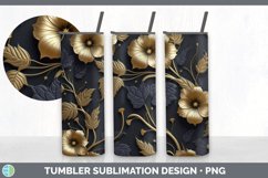 3D Gold Morning Glory Flowers Tumbler | Sublimation 20 oz Sk Product Image 4