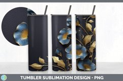 3D Gold Morning Glory Flowers Tumbler | Sublimation 20 oz Sk Product Image 5