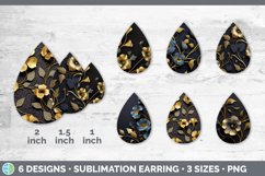 3D Gold Morning Glory Flowers Teardrop Earrings | Sublimatio Product Image 2