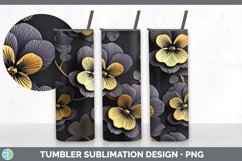 3D Gold Pansy Flowers Tumbler | Sublimation 20 oz Skinny Tum Product Image 2