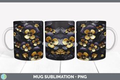 3D Gold Pansy Flowers Mug Wrap | Sublimation Coffee Cup Desi Product Image 4