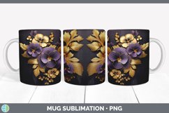 3D Gold Pansy Flowers Mug Wrap | Sublimation Coffee Cup Desi Product Image 5
