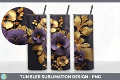 3D Gold Pansy Flowers Tumbler | Sublimation 20 oz Skinny Tum Product Image 5
