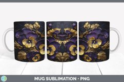 3D Gold Pansy Flowers Mug Wrap | Sublimation Coffee Cup Desi Product Image 6