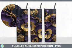 3D Gold Pansy Flowers Tumbler | Sublimation 20 oz Skinny Tum Product Image 6
