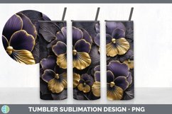 3D Gold Pansy Flowers Tumbler | Sublimation 20 oz Skinny Tum Product Image 7