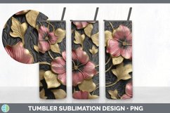 3D Gold Petunia Flowers Tumbler | Sublimation 20 oz Skinny T Product Image 2