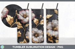 3D Gold Petunia Flowers Tumbler | Sublimation 20 oz Skinny T Product Image 4