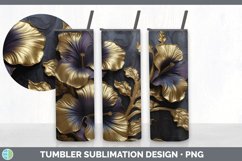 3D Gold Petunia Flowers Tumbler | Sublimation 20 oz Skinny T Product Image 5