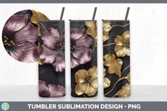 3D Gold Petunia Flowers Tumbler | Sublimation 20 oz Skinny T Product Image 6