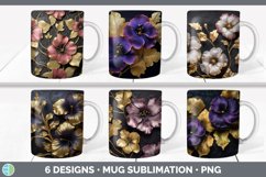 3D Black and Gold Flowers Mug Huge Sublimation Mega Bundle Product Image 20