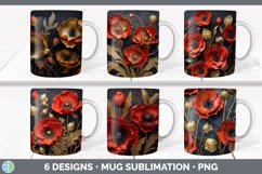 3D Black and Gold Flowers Mug Huge Sublimation Mega Bundle Product Image 21