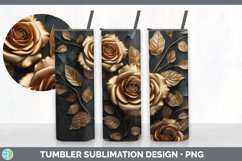 3D Gold Rose Flowers Tumbler | Sublimation 20 oz Skinny Tumb Product Image 2